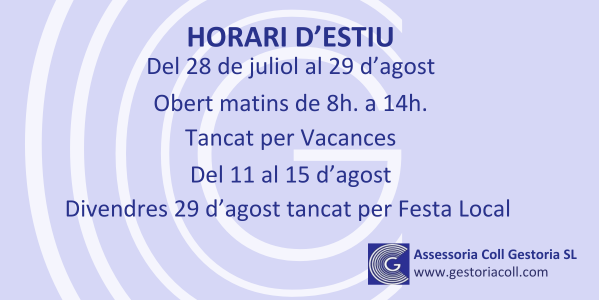 Horari d'Estiu 2025
